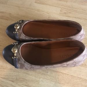 Coach Leila brown khaki/mahogany flats 8.5